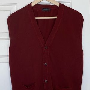 Corneliani sleeveless cardigan dark red. Size 50, 100% cotton, made in Italy.